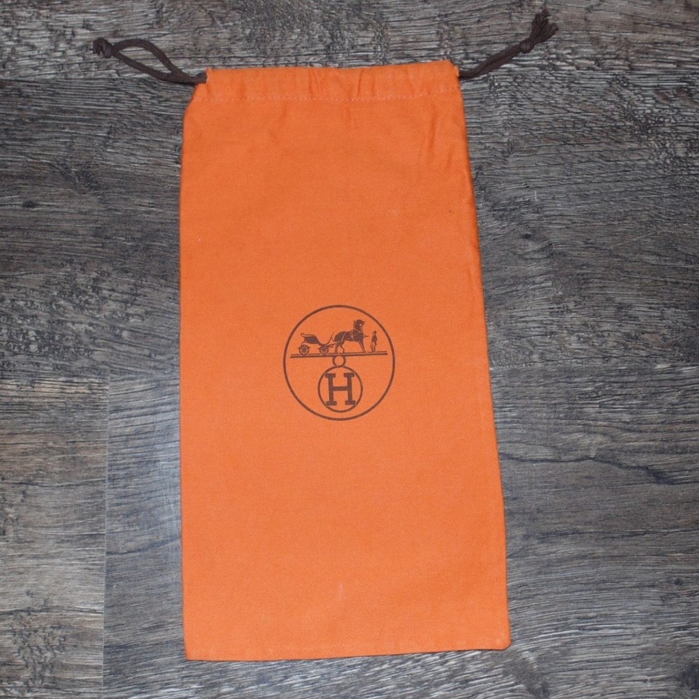 Hermes Dust Bag Pouch Unisex OS Orange Good Authentic Drawstring Logo